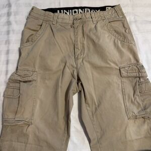 Vintage Y2K Union Bay Cargo Pants Men 34x34 Tan Khaki Baggy Fit Skate Twill